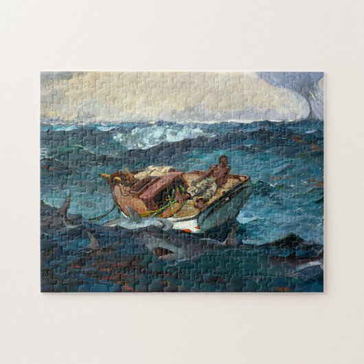 Man boothaaien in Golfstroom door Winslow Homer Legpuzzel (Horizontaal)