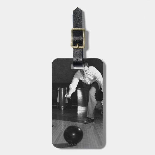 Man Bowling Bagagelabel (Voorkant verticaal)