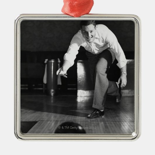 Man Bowling Metalen Ornament (Voorkant)