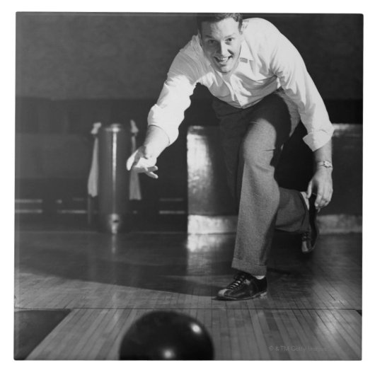 Man Bowling Tegeltje (Voorkant)