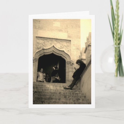 Man buiten Llotja de la Seda, Valencia, Spanje Kaart (Voorkant)