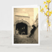 Man buiten Llotja de la Seda, Valencia, Spanje Kaart (Gele Bloem)