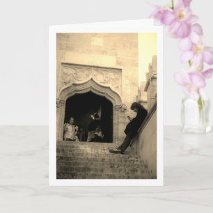 Man buiten Llotja de la Seda, Valencia, Spanje Kaart