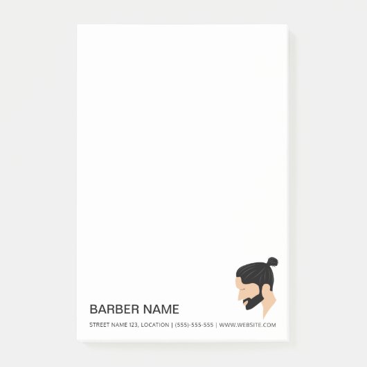 Man Bun Heren Kapsel Ontwerp Aangepaste Kapper Post-it® Notes (Voorkant)