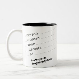 man camera tv tweekleurige koffiemok