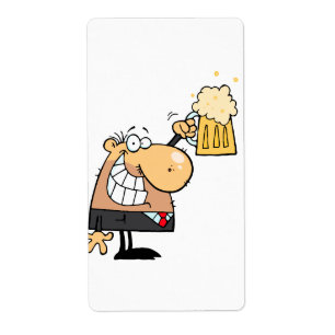 man cartoon met bier etiket
