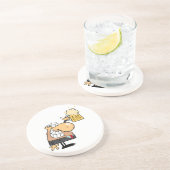 man cartoon met bier zandsteen onderzetter (Zijkant)