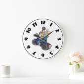 Man cartoon op een motorrijwiel grote klok (Huis)