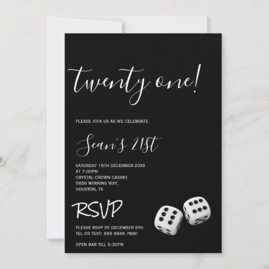 Man Casino 21ste Verjaardagsfeest Kaart (Voorkant)