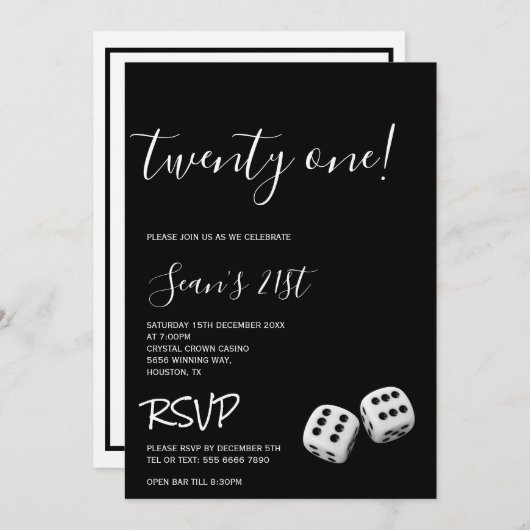 Man Casino 21ste Verjaardagsfeest Kaart (Voorkant / Achterkant)