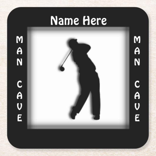 Man Cave AANPASSEN Golf Coaster Kartonnen Onderzetters (Voorkant)