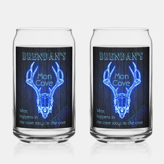 Man Cave Bord Neon Herten Gewei Cool Blikvorm Glas (Voorkant)