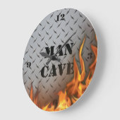 Man Cave Diamondplate Metal and Fire Wall Clock Grote Klok (Hoek)