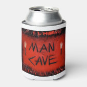 Man Cave Fakkels Rood en Zwart Blikjeskoeler (Blikje Voorkant)