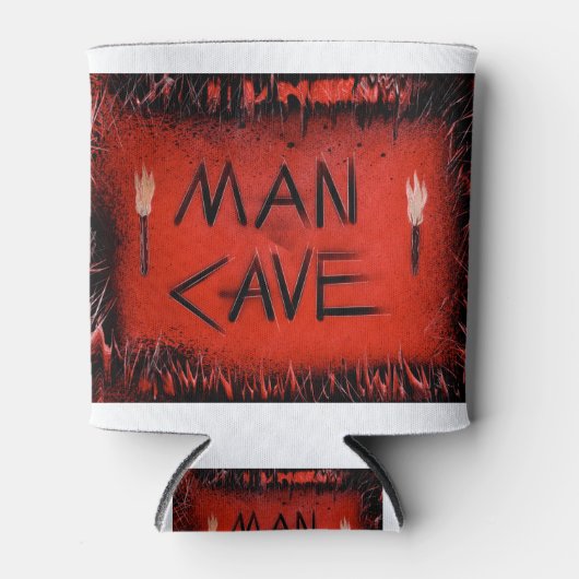 Man Cave Fakkels Rood en Zwart Blikjeskoeler (Voorkant)