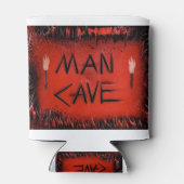 Man Cave Fakkels Rood en Zwart Blikjeskoeler (Achterkant)