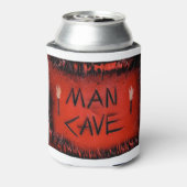 Man Cave Fakkels Rood en Zwart Blikjeskoeler (Blikje Achterkant)
