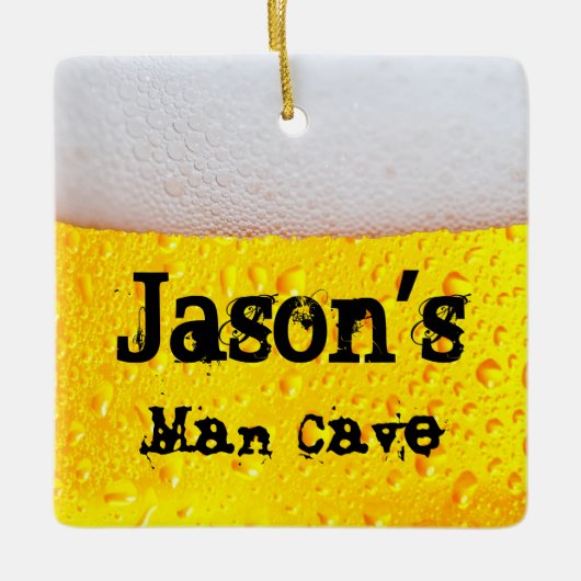 Man Cave Frothy Beer Funny Drink Keramisch Ornament (Voorkant)