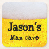Man Cave Funny Frothy Beer Voer je eigen naam in Kartonnen Onderzetters (Voorkant)