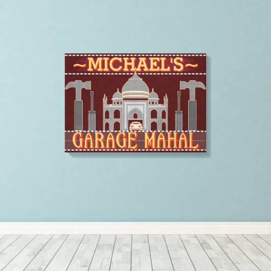 Man Cave Funny Garage Mahal Tools | Aangepaste naa Canvas Afdruk (Insitu (Houten vloer))