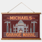 Man Cave Funny Garage Mahal Tools Red | Aangepast Hangend Wandkleed (Voorkant)