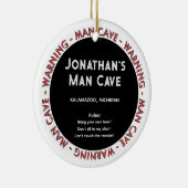 Man Cave Funny Waarschuwingen & Regels kerstversie Keramisch Ornament (Rechts)