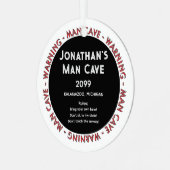 Man Cave Funny Waarschuwingen & Regels kerstversie Metalen Ornament (Voorkant links)