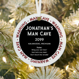 Man Cave Funny Waarschuwingen & Regels kerstversie Metalen Ornament