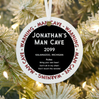 Man Cave Funny Waarschuwingen & Regels kerstversie Metalen Ornament