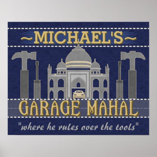 Man Cave Garage Mahal Funny Guy Humor | Aangepast Poster (Voorkant)