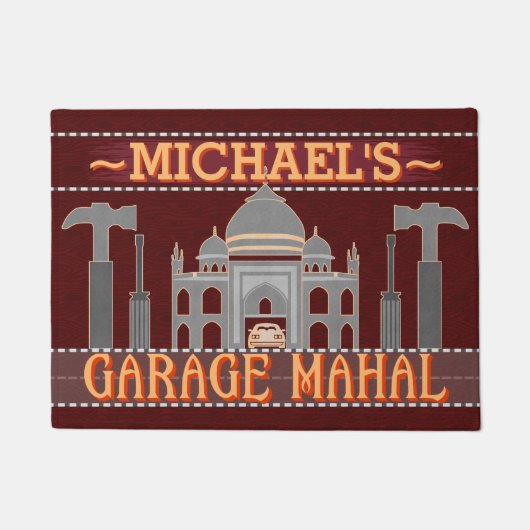 Man Cave Garage Mahal Funny Tools | Aangepaste naa Deurmat (Voorkant)