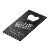 Man Cave gepersonaliseerde flesopener Creditkaart Flessenopener (Voorkant Gekanteld)