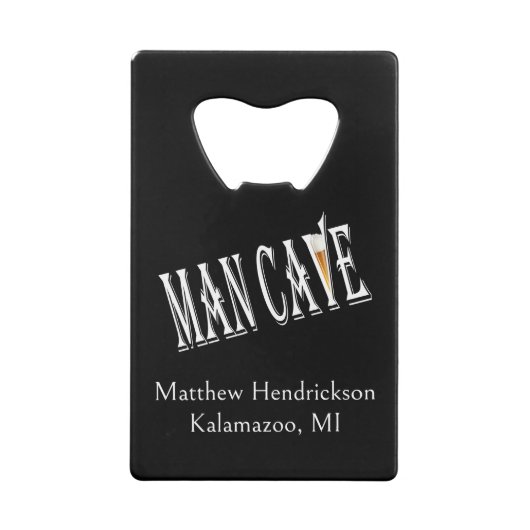 Man Cave gepersonaliseerde flesopener Creditkaart Flessenopener (Achterkant)