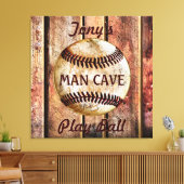 Man Cave Gepersonaliseerde Honkbal Wall Art Jouw t Canvas Afdruk (Insitu (Woonkamer))