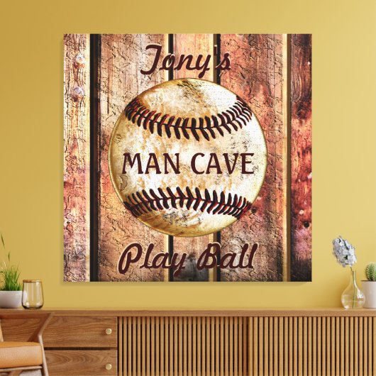 Man Cave Gepersonaliseerde Honkbal Wall Art Jouw t Canvas Afdruk (Insitu (Woonkamer))