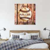 Man Cave Gepersonaliseerde Honkbal Wall Art Jouw t Canvas Afdruk (Insitu (Slaapkamer))