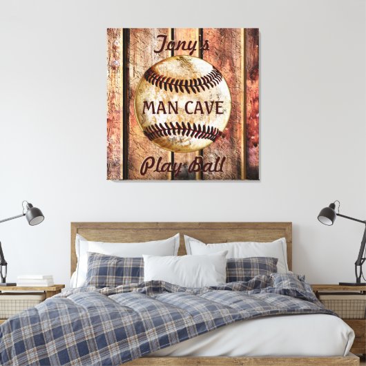 Man Cave Gepersonaliseerde Honkbal Wall Art Jouw t Canvas Afdruk (Insitu (Slaapkamer))