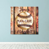 Man Cave Gepersonaliseerde Honkbal Wall Art Jouw t Canvas Afdruk (Insitu (Houten vloer))