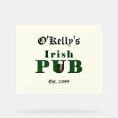 Man Cave Irish Pub Bar Tavern Acryl teken Bord (Voorkant)