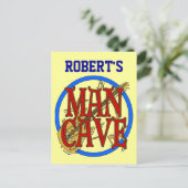 Man Cave naam toevoegen Teken Briefkaart (Staand voorkant)