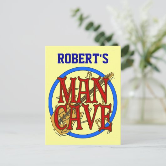 Man Cave naam toevoegen Teken Briefkaart (Staand voorkant)