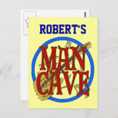 Man Cave naam toevoegen Teken Briefkaart (Voorkant / Achterkant)