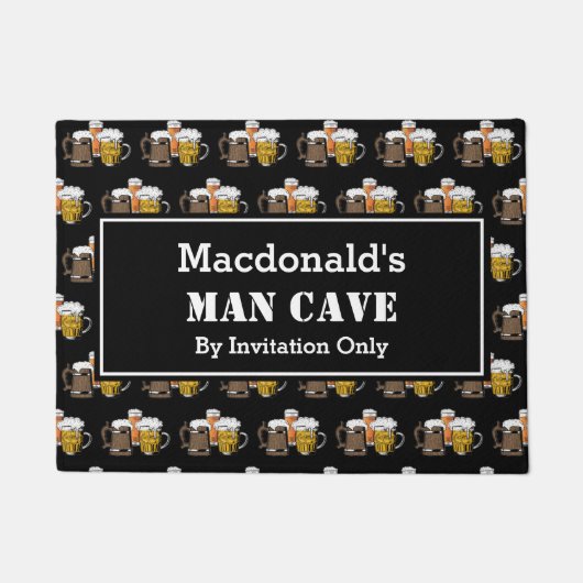 MAN CAVE Novelty Three Beers  Zwart Deurmat (Voorkant)