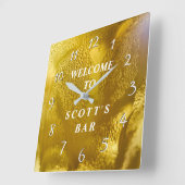 Man Cave of Bar Business Owner Clock Vierkante Klok (Hoek)