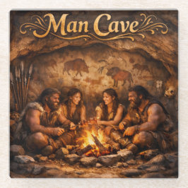 Man cave prehistorische holbewoner ontwerp drankvi glazen onderzetter