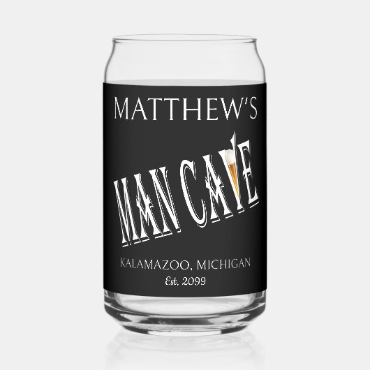 Man Cave Pub Bierblikje Drinkware Blikvorm Glas (Achterkant)
