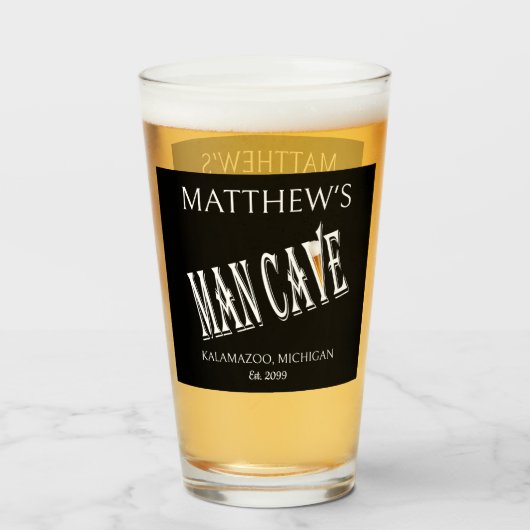 Man Cave Pub Pint Bierfrisdrankglazen Drinkware Glas (Voorkant gevuld)