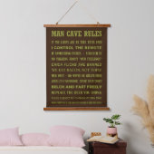 MAN CAVE-REGELS HANGEND WANDKLEED (Slaapkamer)