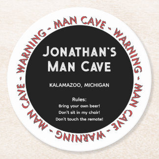 Man Cave Round Onderzetter Funny Waarschuwingen &