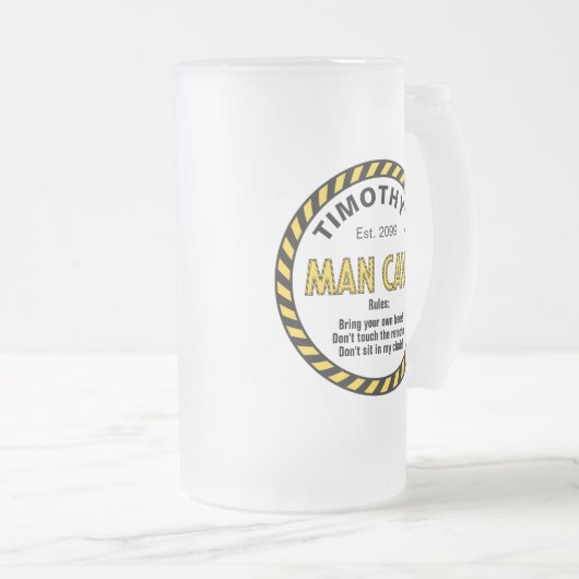 Man Cave Sign Attentie Tape Matglas Bierpul (Voorkant rechts)